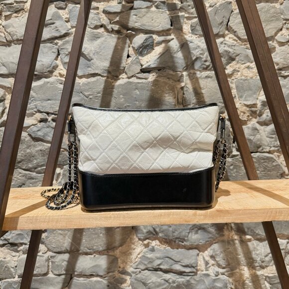 Chanel Ivory Black Lambskin Medium Gabrielle Hobo Bag - Picture 6 of 14